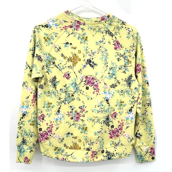 Elie Tahari Size XS Long-Sleeve Crewneck Pullover Yellow Pink Blue Floral Print - Picture 2 of 7